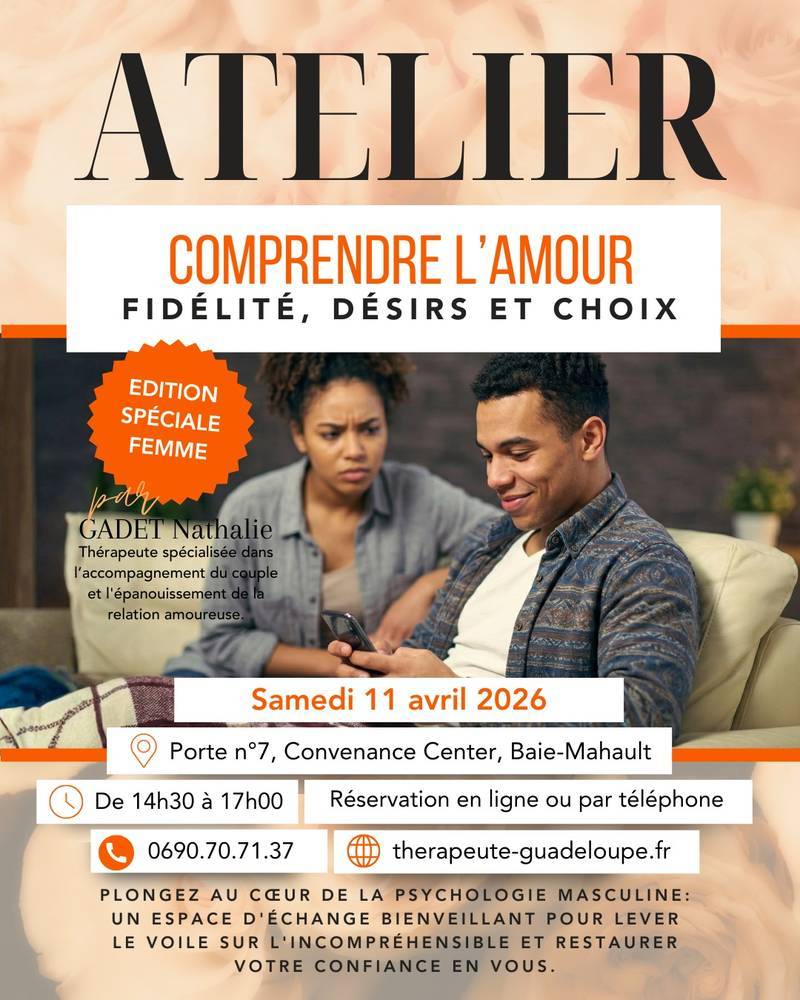 Atelier spécial femme le 11 avril 2026 : COMPRENDRE L'AMOUR - Fidélité, désirs et choix